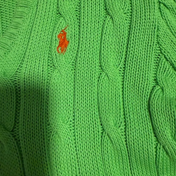 Polo by Ralph Lauren Women's Bright Green V-Neck Sweater - Picture 2 of 4